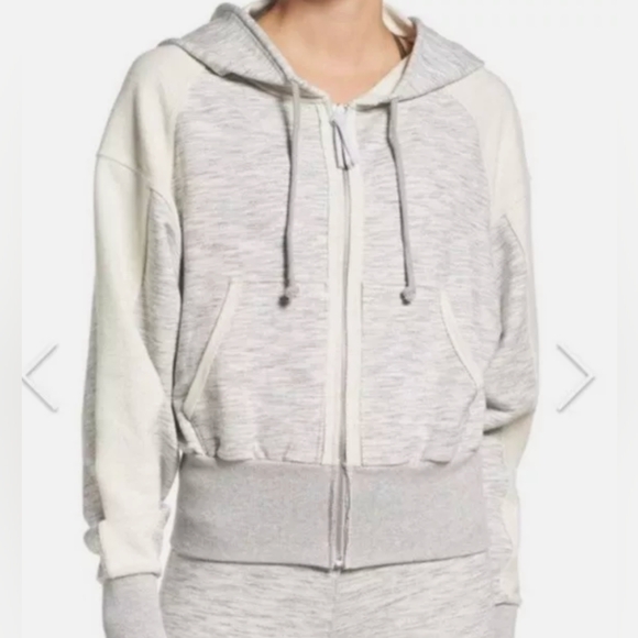 Free People fp movement heather grey two-tone full zip hoodie XS - Picture 8 of 9